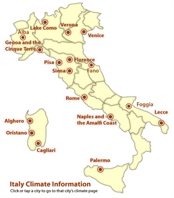 Clima e tempo na Itália por meses | 2019